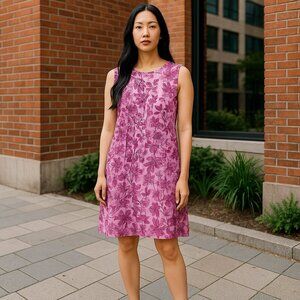 Oversized Comfy Floral Cotton Blend Sleeveless Dress Boho Pockets FLOWY Large 18